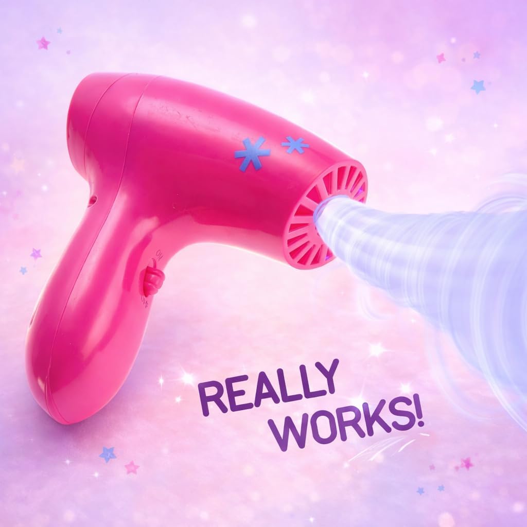 Liberty Imports 13 piece hair salon play set with toy blow dryer, straightener, scissors, comb, mirr - view 3