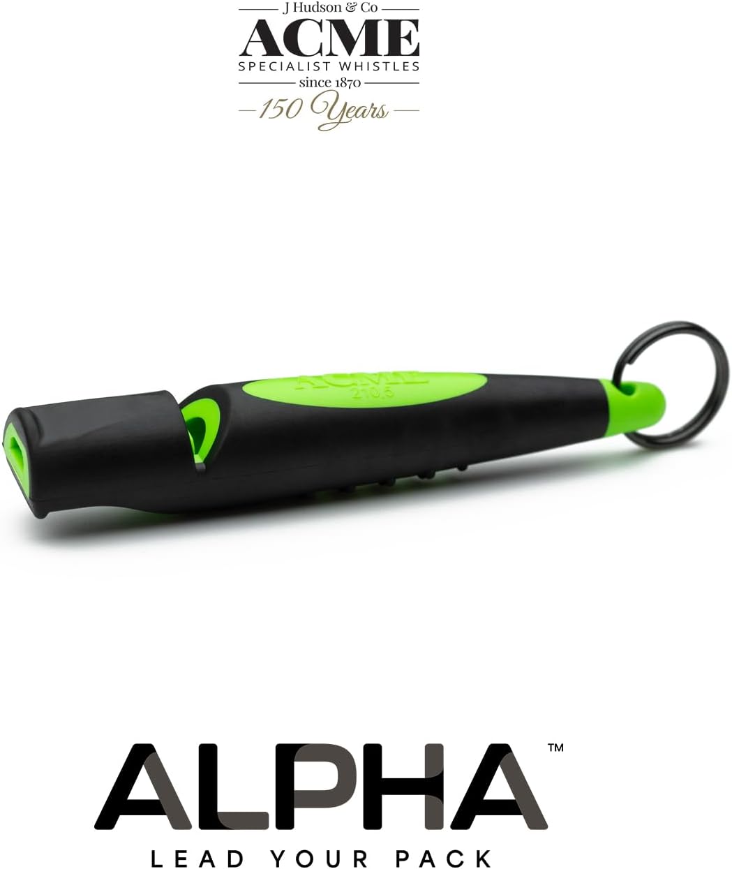 ACME Alpha 210.5 Dog Training Whistle with Enhanced Ergonomic Grip. - Black on Day Glow Green - image 2