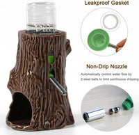 Adjustable No Drip Ceramic Hamster Water Bottle for Glass Tank – Essentials for Small Pets - Brown Tree - image 3