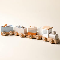 ibwaae Wooden Train Set for Baby Toys with Numbers and Blocks Train