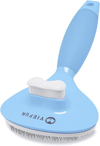 Cat Brush for Shedding, Self Cleaning Brush for Long & Short Hair Cats – Essentials for Cats - Blue
