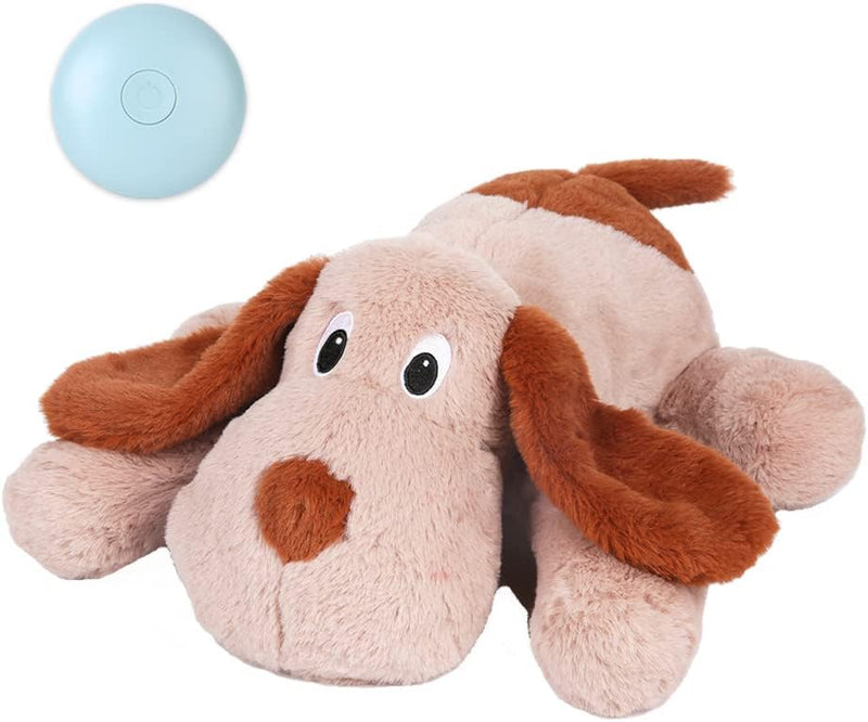 WEOK Heartbeat Puppy Toy, Comfort Cuddler Pillow - Brown