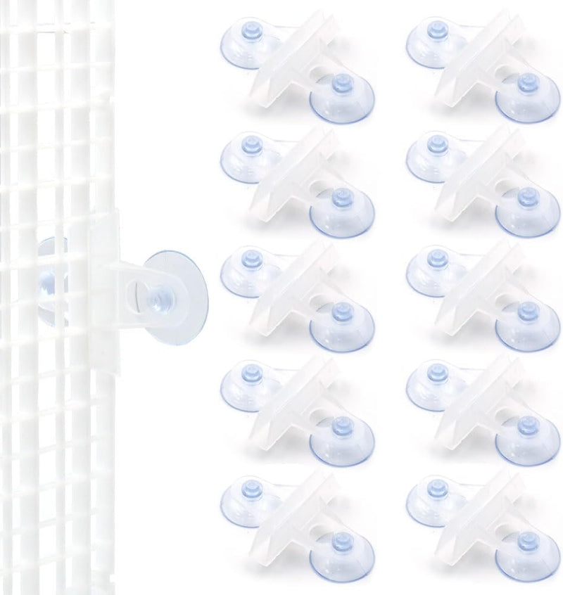 LINLAN 10 Pieces Aquarium Divider Suction Cup Clips - White-Translucent