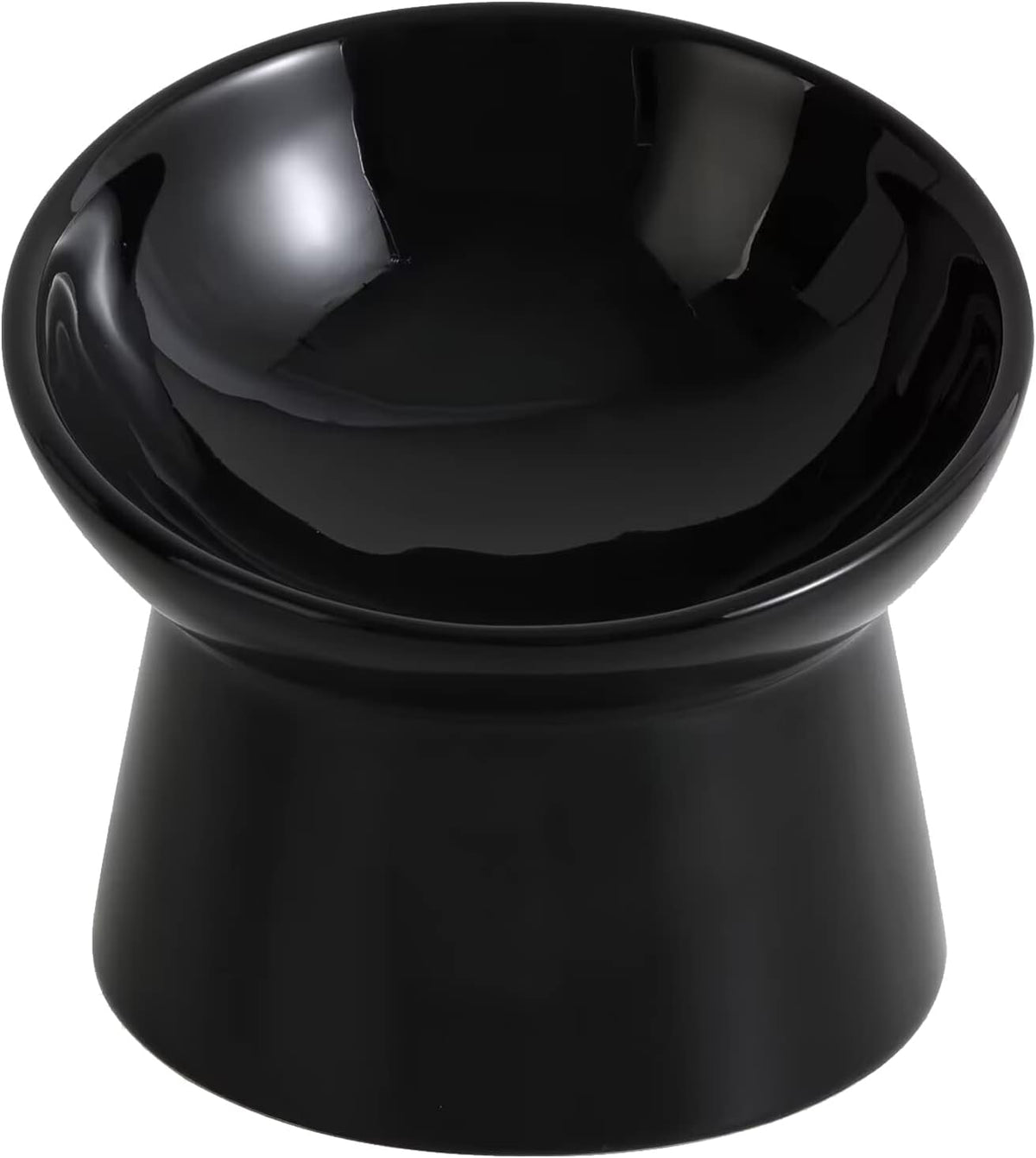 Elevated Cat Bowls, 15° Tilted Ceramic Cat Food Bowl - Black / Large