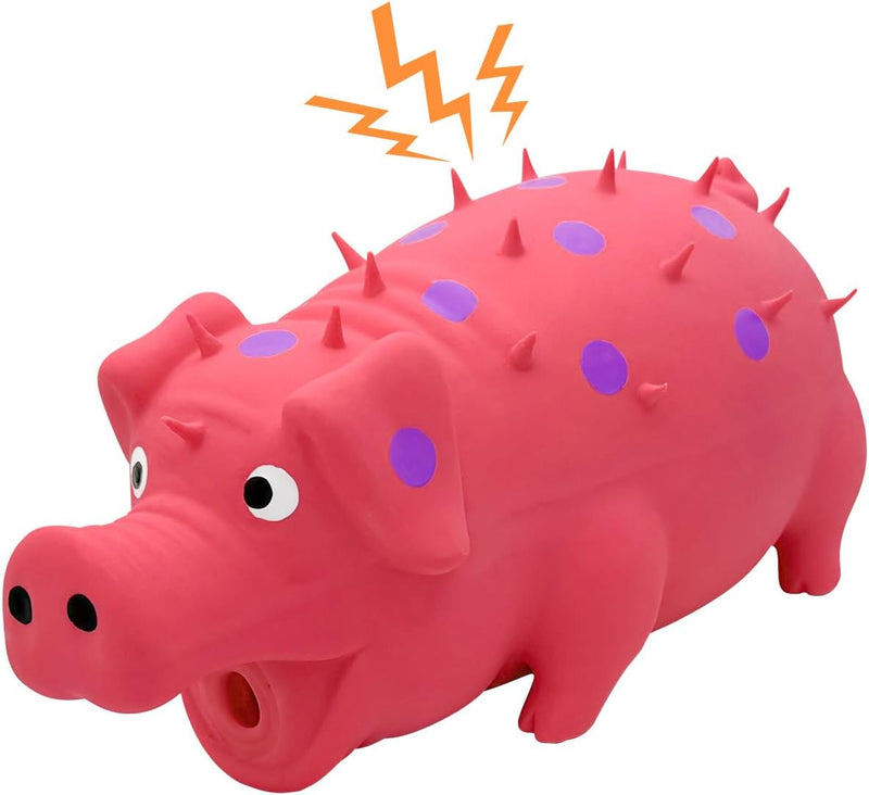 Andiker Dog Squeaky Toy, Dots Latex Dog Chew Toys with a Oinks Sound Squeaker Grunting Pig Dog Toy - Pink
