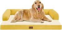 Large Dog Bed Orthopedic Washable | Beds Bolster Pet | XL Large Big Dogs | Memory Foam Couch Sofa | Waterproof with Removable Cover - Ginger Yellow Dog Bed