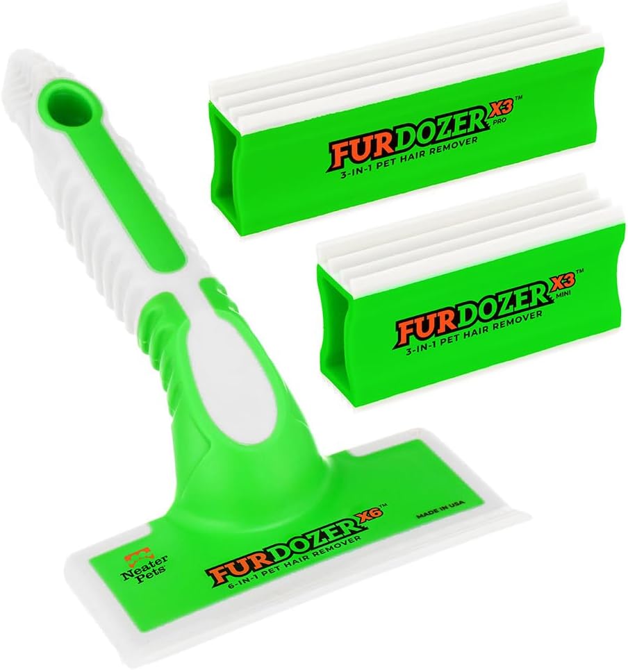 FurDozer Pet Hair Remover & Auto Detailing Tools - Green / (3 Pack) - X6, X3 PRO, X3 MINI