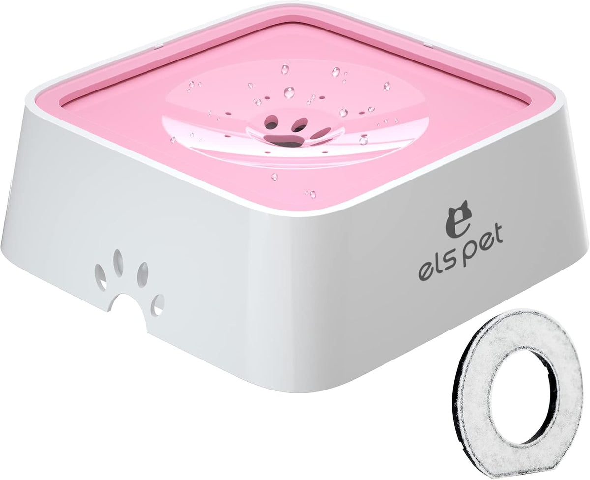 ELS PET No Spill Dog Cat Bowl 35oz 1L Anti Slip Travel Water - 2L / Pink