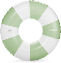 FUNBOY Giant 46" Vintage Green Stripe Pool Tube Float with Cup Holder – Fun for Kids & Family - Green / 46"
