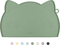 Coomazy Cat Food & Water Mat Thicker Non-Slip Silicone Mat - Avocado / 17.7''L x 10''W