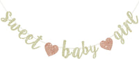 BEISHIDA Pre-Strung Glitter Champagne Girl Baby Banner Baby Shower - champagne gold