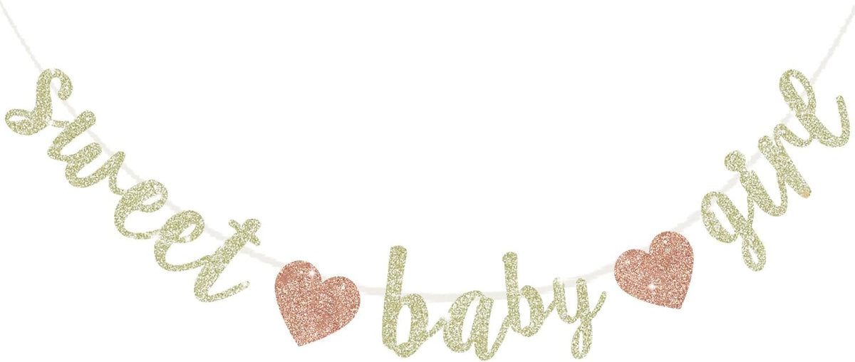 BEISHIDA Pre-Strung Glitter Champagne Girl Baby Banner Baby Shower - champagne gold