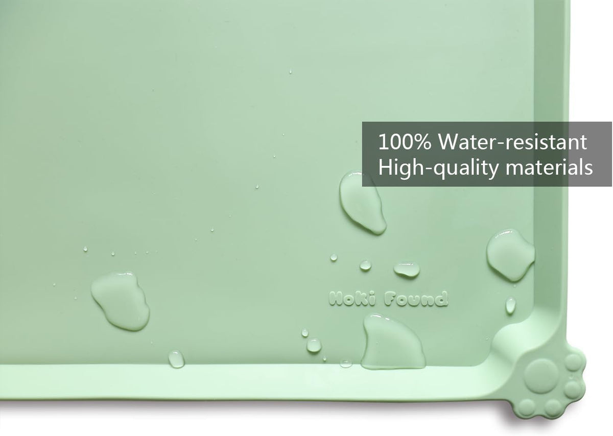 Hoki Found -Waterproof Pet Feeding Mats with High Lips - 22"L x 14"W / Jade - image 3