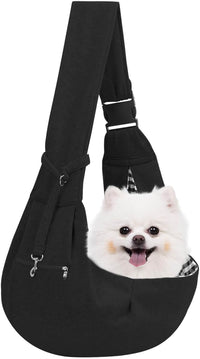 Adjustable Dog Sling Carrier with Pocket - Black
