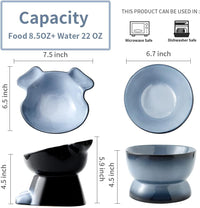Nihow Elevated Ceramic Dog Bowls: 6.5 Inch Raised Dog Bowl for Food - 8.5 OZ + 22 OZ (2 Bowls) / Gray - image 2