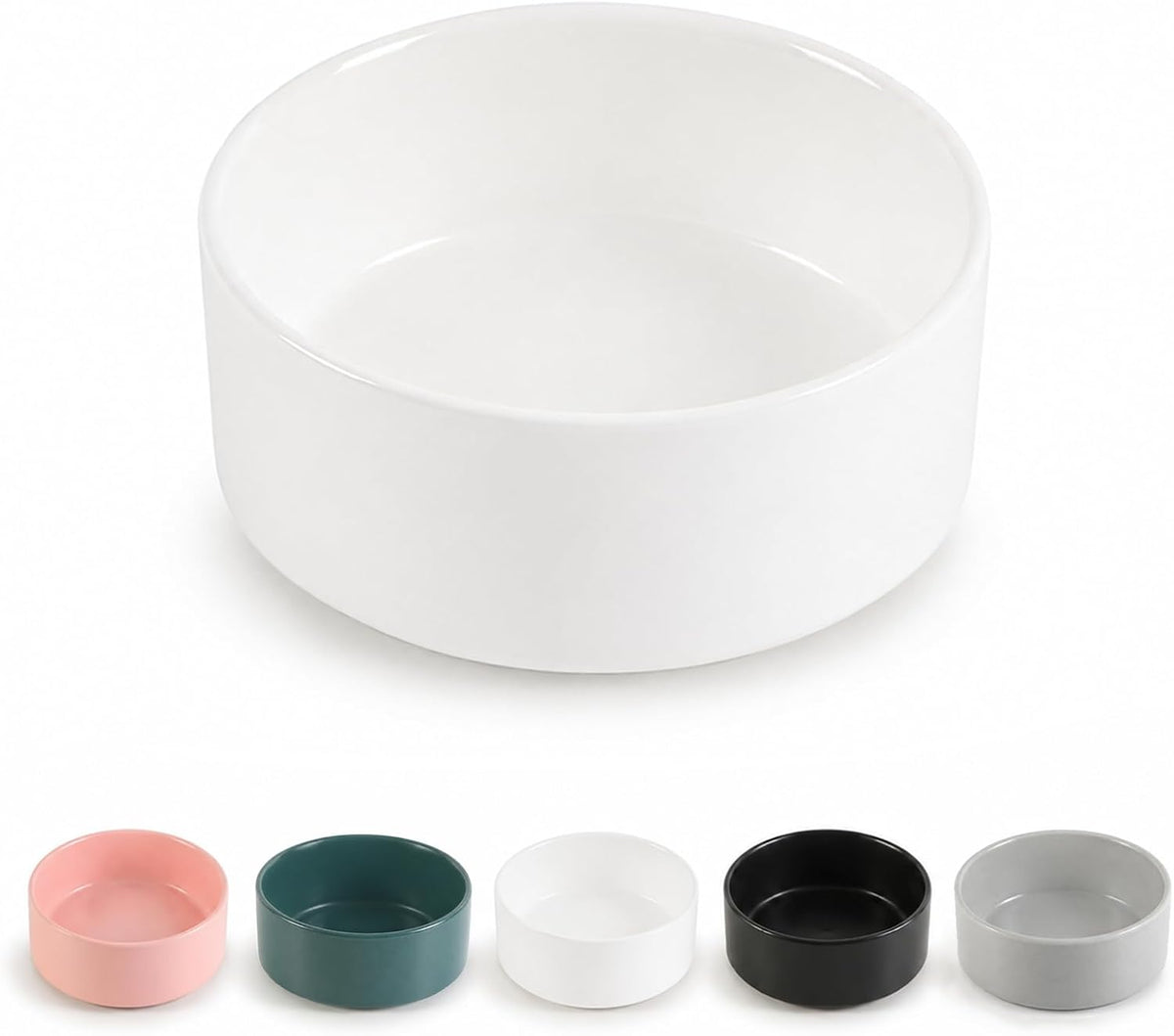 Ceramic Dog Bowl for Food and Water - Small / White