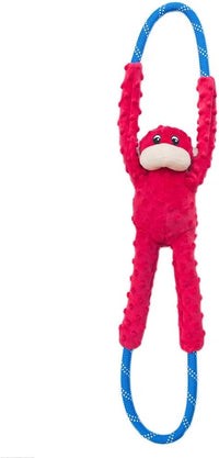 ZippyPaws RopeTugz Durable Dog Pull Rope Toy, Blue Monkey - Red / 28 x 5 x 5 in