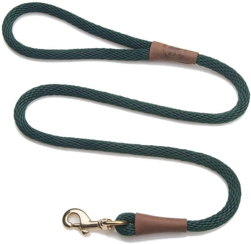 Mendota Pet Snap Leash, British-Style Braided Dog Lead - 3/8 in x 4 ft / Hunter Green