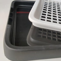 Guinea Pig Litter Tray Pan with Grate for Cage - Small Animal Potty Trainer - Rattie, Chinchilla, and Pet Litter Box - Easy-Clean, Space-Saving Design - 9.8x7.6x1.18 in