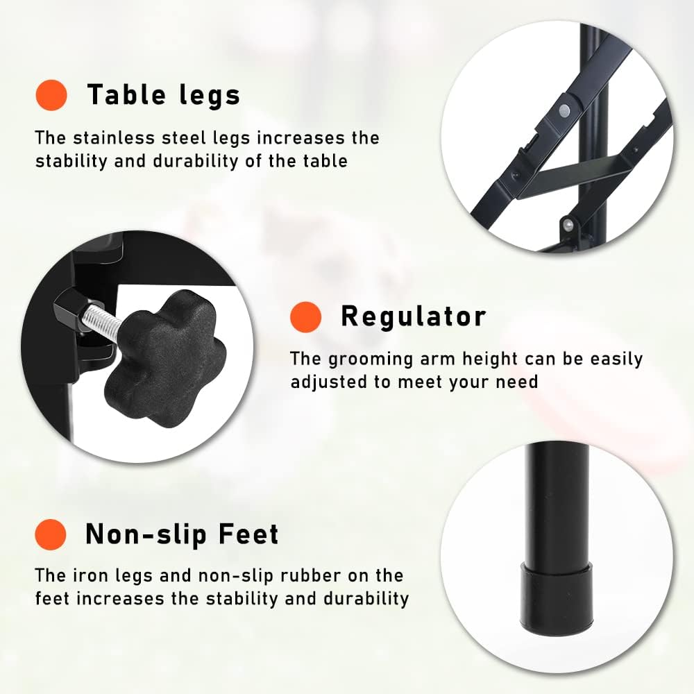 LEIBOU 45'' Height Adjustable and Foldable Pet Dog Grooming Table - 36'' / Black - image 4