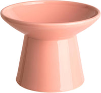Ceramic Elevated Cat Food Bowls, 6.2" Wide - Pink / 1 Pack