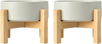 SPUNKYJUNKY Ceramic Elevated Dog Bowls 2 Pack - Medium - 3.6 CUPS*2 / Grey