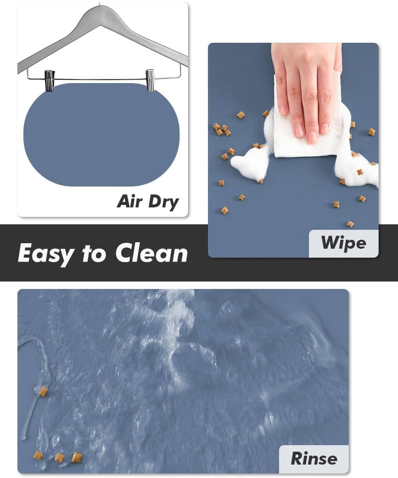 MontVoo Absorbent Dog Food Mat-Dog Mat for Food and Water Bowl - Blue / 12"x19" - image 4