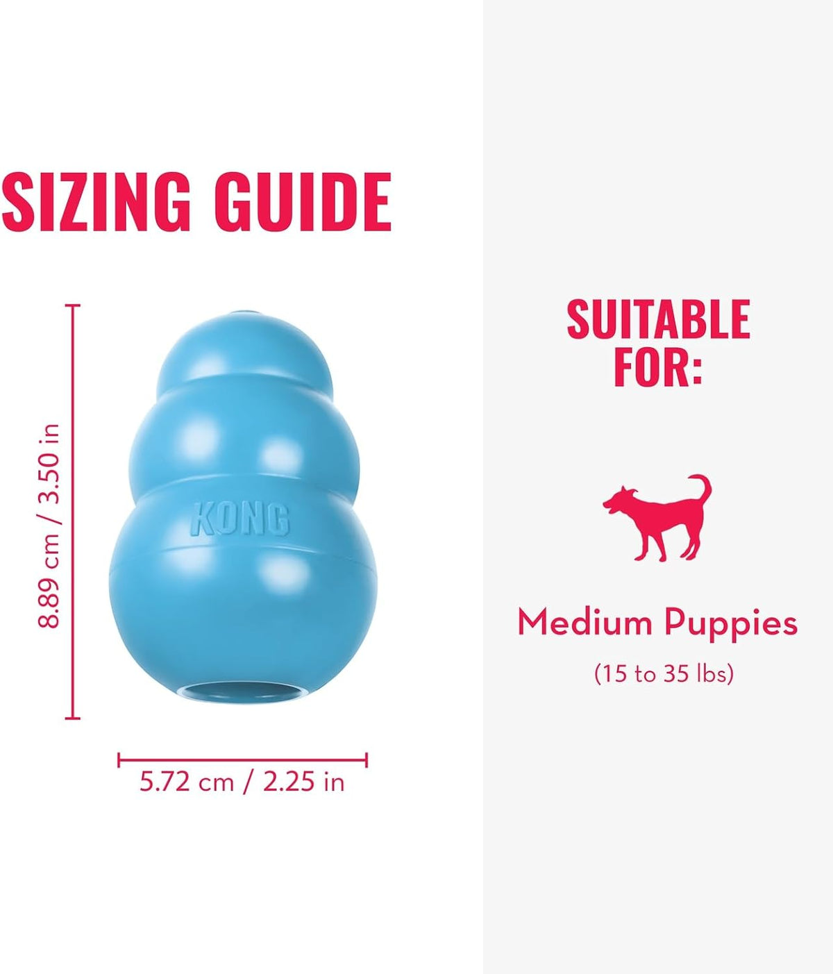 KONG Puppy, Natural Rubber Teething Chew Toy, for Small Puppies - Medium (Pack of 1) / Blue - image 3