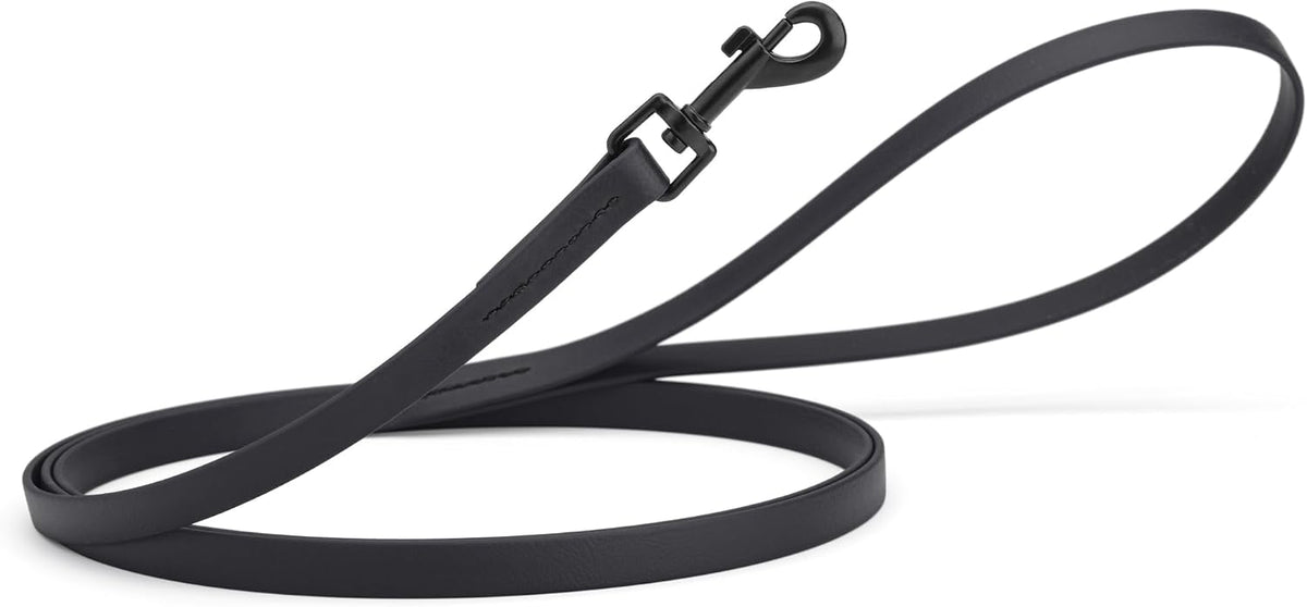 Dogline Biothane Waterproof Dog Leash Strong Coated Nylon Webbing - Black / W1/2" x L6'