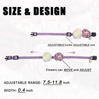 Fupo Cat Collar, Breakaway Adjustable with Bell& Flower - Purple #2 - image 3