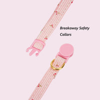 Cotton Bowtie Cat Collar with Bell 2 Pack Adjustable Breakaway Kitten - Cherry Pink+Pink / 7.5-11.4 Inch (Pack of 2) - image 3