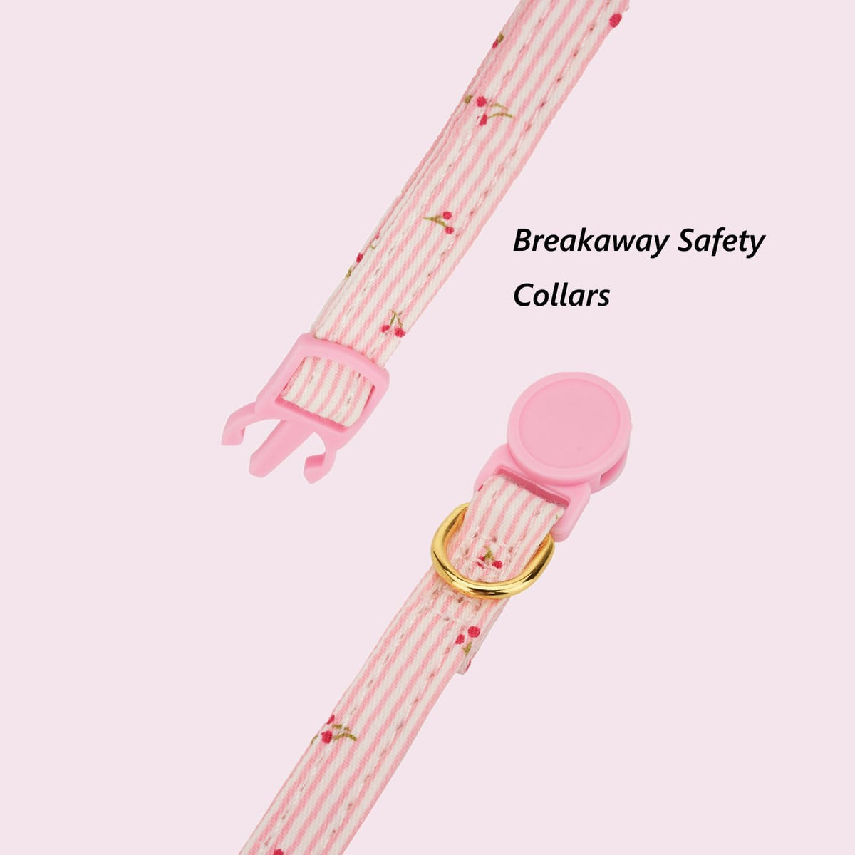 Cotton Bowtie Cat Collar with Bell 2 Pack Adjustable Breakaway Kitten - Cherry Pink+Pink / 7.5-11.4 Inch (Pack of 2) - image 3