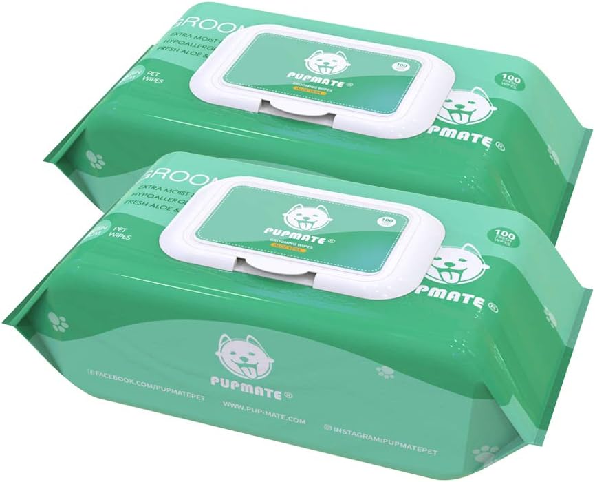 Pet Wipes for Dogs & Cats - Aloe Vera / 2 Packs with Lid-200 counts