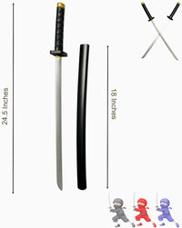 QUEQUAQUI set of two 26.5 inch foam samurai swords with detailed handles and metallic-look blades - view 2