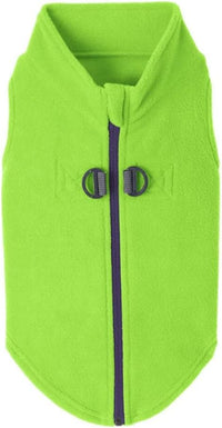 Gooby Zip-Up Fleece Dog Sweater - Large chest (~20") / Lime