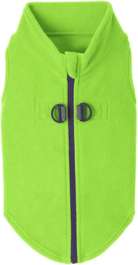 Gooby Zip-Up Fleece Dog Sweater - Large chest (~20") / Lime