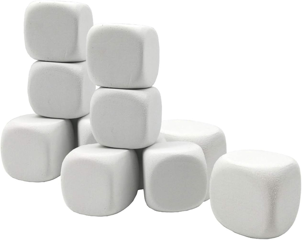 QIDIWIN 12 blank white EVA foam dice for kids to paint and decorate