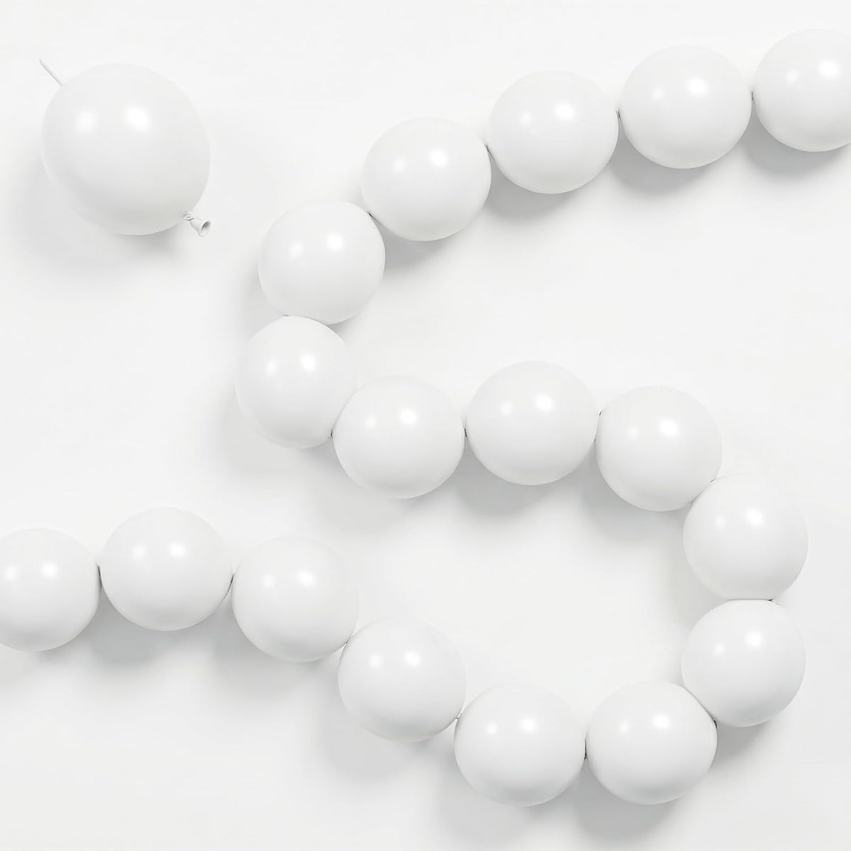 Pearl White Linking Balloons for Wedding Bride Shower Mermaid Party - White / 6 inch