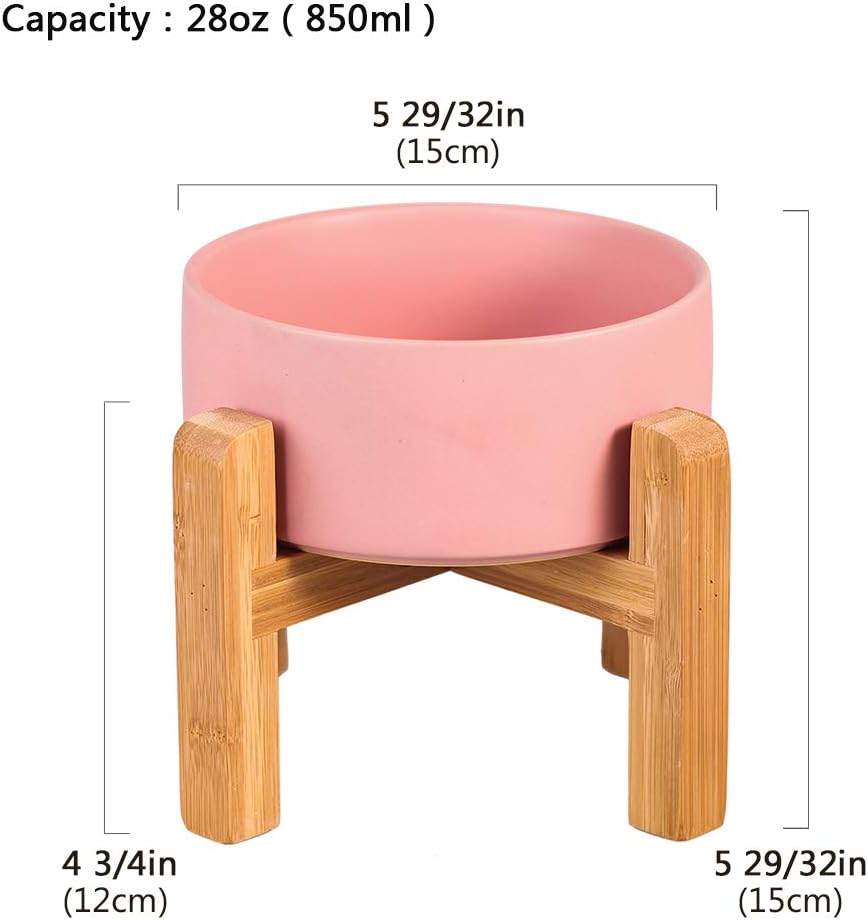 Raised Ceramic Large Dog Bowl - Medium Dog Bowls 850ML*1 / Pink - image 2