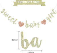 BEISHIDA Pre-Strung Glitter Champagne Girl Baby Banner Baby Shower - champagne gold - image 2