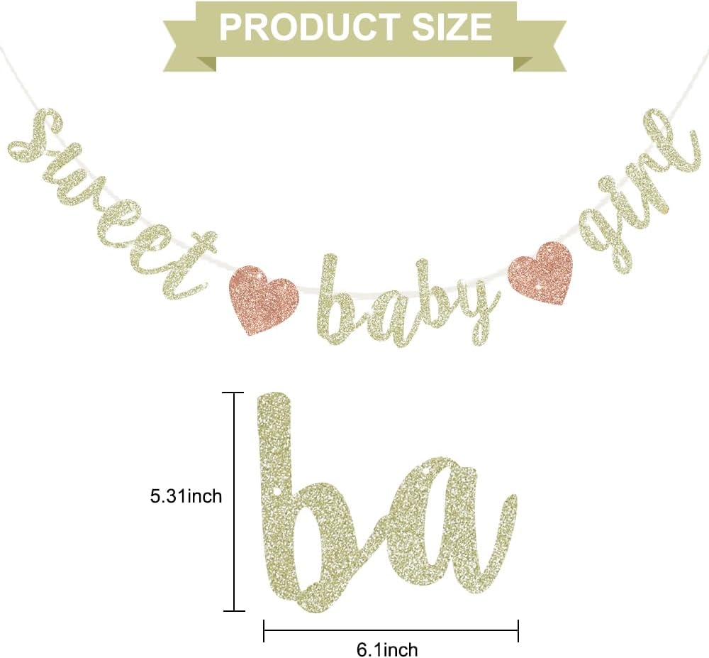 BEISHIDA Pre-Strung Glitter Champagne Girl Baby Banner Baby Shower - champagne gold - image 2