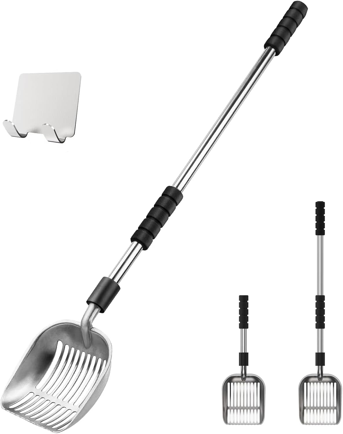 Cat Litter Scoop, Long Handle Metal Litter Scooper, No Bending