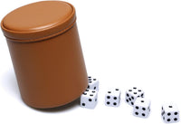 Felt Lined PU Leather Dice Cup Set with 6 Dot Dices – Fun for Kids & Family - Camel - image 2