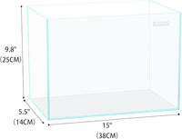 3.5 Gallon Rimless Aquarium, Ultra Clear Low Iron Nano Fish Tank for Betta Shrimp, L15×W5.5×H9.8 Glass Thickness 5mm with EVA Foam Leveling Mat