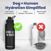 Rubyloo Dog Mom Water Bottle with Detachable Bowl for Dog Lovers – Essentials for Dogs - Dog Dad: Black - image 2