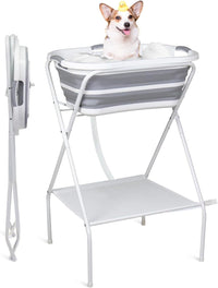 Portable Dog Bath Tub and Dog Washing Station - grayish white - Regular style / Sink stand combination