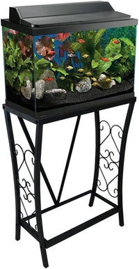 MAKLAINE Traditional Steel 10 Gallon Metal Aquarium Stand in Black