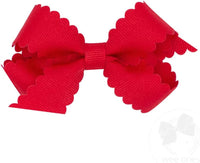 Wee Ones medium smoke blue girls grosgrain hair bow with scalloped edges and no slip clip - view 7