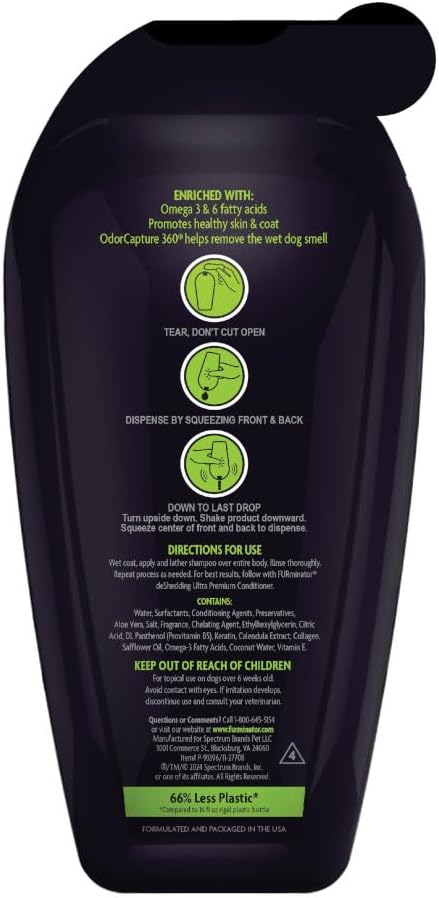 FURminator Ultra Premium deShedding Conditioner for Dogs - Pouch Shampoo / 16 oz