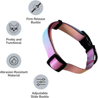 HILLBERRY Dog Collar and Leash Set Adjustable Rainbow Pink Purple Blue Puppy Pet Essentials and Supplies - Size L